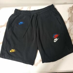 Nike Shorts Men's Sz Med Black Multi Swoosh Sportswear Essentials+ French Terry